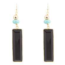 Load image into Gallery viewer, Jett Black Onyx Linear Golden Drop Earrings