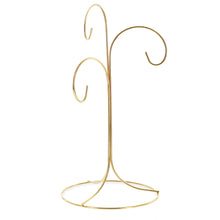 Load image into Gallery viewer, 3-Arm 3-Tier Gold Brass Metal Ornament Stand Display 10.75 Inches (Taiwan)