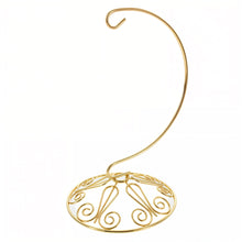 Load image into Gallery viewer, Curved Gold Wire Swirl Base Ornament Stand Display 7 Inches (Taiwan)