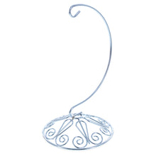 Load image into Gallery viewer, Curved Silver Wire Swirl Base Ornament Stand Display 7 Inches (Taiwan)