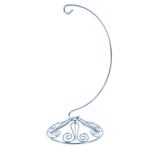 Load image into Gallery viewer, Curved Silver Wire Swirl Base Ornament Stand Display 8.75 Inches (Taiwan)