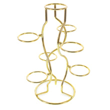 Load image into Gallery viewer, 7-Ring 3-Tier Gold Wire Metal Sphere Crystals Egg Stand Holder Display 7.4 Inches (Taiwan)