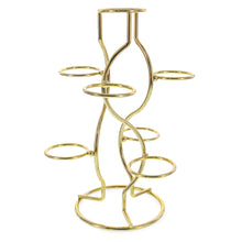 Load image into Gallery viewer, 7-Ring 3-Tier Gold Wire Metal Sphere Crystals Egg Stand Holder Display 7.4 Inches (Taiwan)