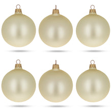 Load image into Gallery viewer, Set of 6 Beige Glass Ball Christmas Ornaments 3.25 Inches