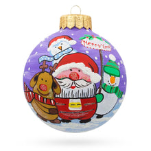 Load image into Gallery viewer, Santa, Reindeer, and Snowman Friends Glass Ball Christmas Ornament 3.25 Inches