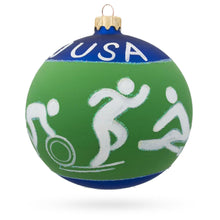 Load image into Gallery viewer, Swimming, Boxing, Biking, Track, Rowing Sports Glass Ball Christmas Ornament 4 Inches