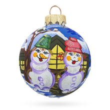 Load image into Gallery viewer, Snowman Couple Glass Ball Christmas Ornament 3.25 Inches