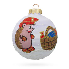 Load image into Gallery viewer, Hedgehog with Mittens Glass Ball Christmas Ornament 3.25 Inches