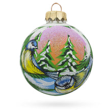 Load image into Gallery viewer, Twin Blue Birds Glass Ball Christmas Ornament 3.25 Inches