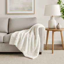 Load image into Gallery viewer, DaDa Bedding Luxury White Roses Fluffy Soft Sherpa Backside Faux Fur Throw Blanket (K11)