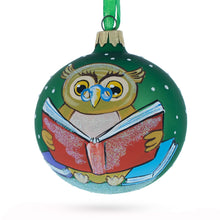 Load image into Gallery viewer, Wise Owl Reading Book Glass Ball Christmas Ornament 3.25 Inches