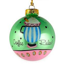 Load image into Gallery viewer, Set of 6 Coffee, Mocha, Latte Lovers Christmas Glass Ball Ornaments 3.25 Inches