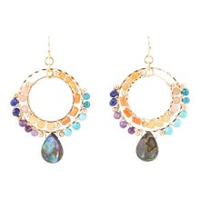 Load image into Gallery viewer, Kaleidoscope Multistone Golden Chandelier Earrings