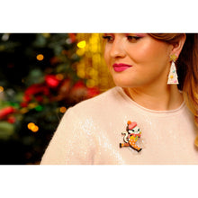 Load image into Gallery viewer, Kitten Skating on Ice Brooch by Laliblue
