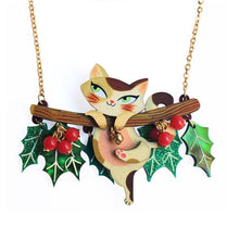 Load image into Gallery viewer, Kitty Collar on A Holly Branch Necklace by Laliblue