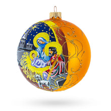 Load image into Gallery viewer, Heavenly Stars Admiring Newborn Jesus Glass Ball Christmas Ornament 3.25 Inches