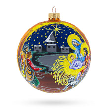Load image into Gallery viewer, Heavenly Stars Admiring Newborn Jesus Glass Ball Christmas Ornament 3.25 Inches