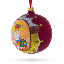 Load image into Gallery viewer, Reverent St. Nicholas with the Bible on Red Glass Ball Christmas Ornament 4 Inches