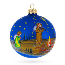 Load image into Gallery viewer, Heavenly Angels in the Night Nativity Scene Glass Ball Christmas Ornament 3.25 Inches