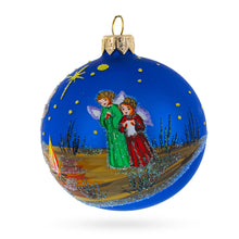 Load image into Gallery viewer, Heavenly Angels in the Night Nativity Scene Glass Ball Christmas Ornament 3.25 Inches