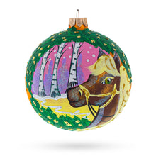 Load image into Gallery viewer, Serene Horse in the Forest Glass Ball Christmas Ornament 4 Inches