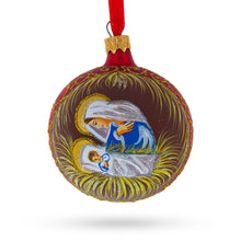 Load image into Gallery viewer, Sacred Mary Overlooking Jesus Nativity Glass Ball Christmas Ornament 3.25 Inches
