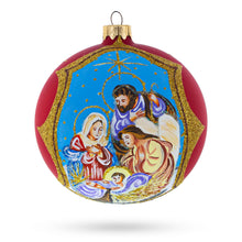 Load image into Gallery viewer, Divine Angel &amp; Holy Family Admiring Jesus Nativity Glass Ball Christmas Ornament 4 Inches