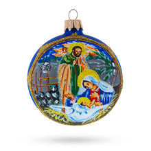 Load image into Gallery viewer, Loving Joseph and Mary Admiring Baby Jesus Glass Ball Christmas Ornament 3.25 Inches