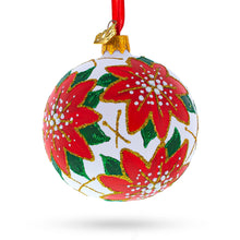 Load image into Gallery viewer, Poinsettia Flowers on White Glass Ball Christmas Ornament 3.25 Inches