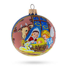 Load image into Gallery viewer, Serene Silent Night Nativity Scene- Glass Ball Christmas Ornament 3.25 Inches