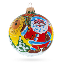 Load image into Gallery viewer, Santa Awaits New Year Holiday Glass Ball Christmas Ornament 3.25 Inches