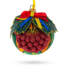 Load image into Gallery viewer, Embossed Ukrainian Kalyna Berries Glass Ball Christmas Ornament 4 Inches