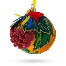 Load image into Gallery viewer, Embossed Ukrainian Kalyna Berries Glass Ball Christmas Ornament 3.25 Inches