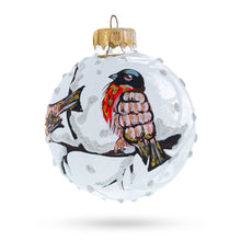 Load image into Gallery viewer, Red Finch on Snow Branch Glass Ball Christmas Ornament 3.25 Inches