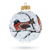 Load image into Gallery viewer, Red Finch on Snow Branch Glass Ball Christmas Ornament 3.25 Inches