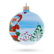 Load image into Gallery viewer, Enchanting Snowman with Bird House and Santa Glass Ball Christmas Ornament 3.25 Inches