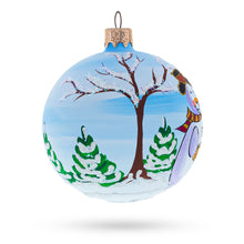 Load image into Gallery viewer, Enchanting Snowman with Bird House and Santa Glass Ball Christmas Ornament 3.25 Inches