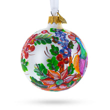 Load image into Gallery viewer, Vibrant Rooster with Flowers Glass Ball Christmas Ornament 3.25 Inches
