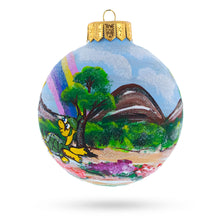Load image into Gallery viewer, Monkey Under Rainbow Glass Ball Christmas Ornament 4 Inches