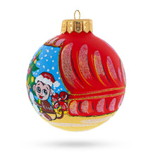Load image into Gallery viewer, Monkey and Baby by Christmas Tree Glass Ball Christmas Ornament 4 Inches