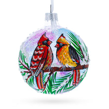 Load image into Gallery viewer, Two Cardinals in Snowy Scenery Glass Ball Christmas Ornament 3.25 Inches