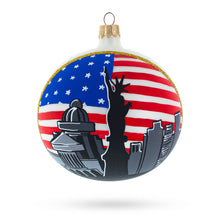 Load image into Gallery viewer, Statue of Liberty with USA Flag, New York City Glass Ball Christmas Ornament 4 Inches