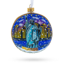 Load image into Gallery viewer, Statue of Liberty at Night, New York, USA Glass Ball Christmas Ornament 4 Inches