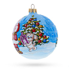 Load image into Gallery viewer, Santa's Gift List and Loyal Dog Glass Ball Christmas Ornament 4 Inches