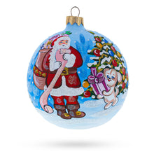 Load image into Gallery viewer, Santa's Gift List and Loyal Dog Glass Ball Christmas Ornament 4 Inches