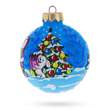 Load image into Gallery viewer, Santa With Gift List And Bunny Glass Ball Christmas Ornament 3.25 Inches
