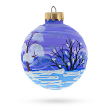 Load image into Gallery viewer, Santa and Polar Bear Festive Glass Ball Christmas Ornament 3.25 Inches