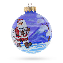 Load image into Gallery viewer, Santa and Polar Bear Festive Glass Ball Christmas Ornament 3.25 Inches
