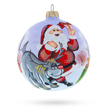 Load image into Gallery viewer, Santa and Reindeer Glass Ball Christmas Ornament 4 Inches