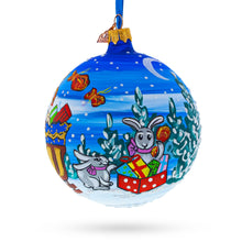 Load image into Gallery viewer, Santa in Sleigh with Reindeer Glass Ball Christmas Ornament 4 Inches